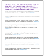 ATI DOSAGE CALCULATION PN NURSING CARE OF  CHILDREN ONLINE PRACTICE ASSESSMENT 3.1  EXAM COMPLETE 160 QUESTIONS AND CORRECT  DETAILED ANSWERS|ALREADY GRADED A+  A nurse is preparing to administer metoclopramide 0.2 mg/kg IV to a child who weighs 44 lbs. Available  is metoclopramide 5 mg/mL. How many mL should the nurse administer? -