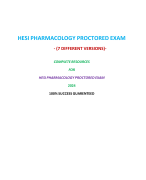 HESI PHARMACOLOGY PROCTORED EXAM - (7 DIFFERENT VERSIONS)- COMPLETE RESOURCES  2024/2025