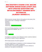 WGU MASTER'S COURSE C706 -SECURE  SOFTWARE DESIGN EXAM LATEST 2024 WITH UPDATED QUESTIONS AND  DETAILEDCORRECT ANSWERS WITH RATIONALES (ALREADY GRADED A+)