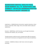 RASMUSSEN MENTAL HEALTH FINAL EXAM NEWEST ALL 75 QUESTIONS AND CORRECT DETAILED ANSWERS(VERIFIED ANSWERS)|ALREADY GRADED A+