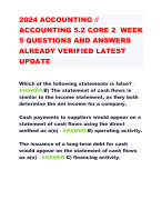 2024 ACCOUNTING // ACCOUNTING 5.2 CORE 2 WEEK  5 QUESTIONS AND ANSWERS  ALREADY VERIFIED LATEST  UPDATE