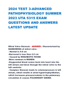 2024 TEST 3-ADVANCED  PATHOPHYSIOLOGY SUMMER  2023 UTA 5315 EXAM  QUESTIONS AND ANSWERS  LATEST UPDATE 