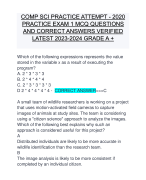 COMP SCI PRACTICE ATTEMPT - 2020 PRACTICE EXAM 1 MCQ QUESTIONS AND CORRECT ANSWERS VERIFIED LATEST 2023-2024 GRADE A +