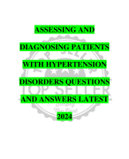 ASSESSING AND  DIAGNOSING PATIENTS  WITH HYPERTENSION  DISORDERS QUESTIONS  AND ANSWERS LATEST  2024