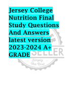 Jersey College  Nutrition Final  Study Questions And Answers  latest version  2023-2024 A+  GRADE