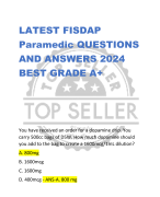 LATEST FISDAP  Paramedic QUESTIONS  AND ANSWERS 2024  BEST GRADE A+