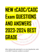 NEW tCADC/CADC  Exam QUESTIONS  AND ANSWERS  2023-2024 BEST  GRADE