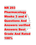 NR 293  Pharmacology  Weeks 3 and 4 Questions And  Answers verified  Answers Best  Grade And Rated  100%