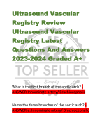 Ultrasound Vascular  Registry Review  Ultrasound Vascular  Registry Latest  Questions And Answers  2023-2024 Graded A+ 