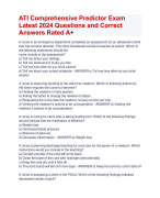 ATI Comprehensive Predictor Exam  Latest 2024 Questions and Correct  Answers Rated A+ | Verified Ati Predictor Comprehensive Exam Update 2024 Quiz with Accurate Solutions Aranking Allpass 