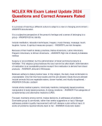NCLEX RN Exam Latest Update 2024  Questions and Correct Answers Rated  A+ | Verified NCLEX RN Actual Exam Update 2024 Quiz with Accurate Solutions Aranking Allpass