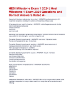 HESI Milestone Exam 1 2024 | Hesi  Milestone 1 Exam 2024 Questions and  Correct Answers Rated A+| Verified HESI Milestone Exam 1 2024 Quiz with Accurate Solutions Aranking Allpass