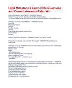 HESI Milestone 2 Exam 2024 Questions  and Correct Answers Rated A+ | Verified HESI Milestone 2 Exam 2024 Quiz with Accurate Solutions Aranking Allpass