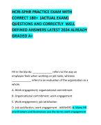 HCRI-SPHR PRACTICE EXAM WITH CORRECT 180+  (ACTUAL EXAM) QUESTIONS AND CORRECTLY  WELL DEFINED ANSWERS LATEST 2024 ALREADY GRADED A+ 