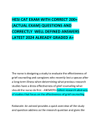 HESI CAT EXAM WITH CORRECT 200+ (ACTUAL EXAM) QUESTIONS AND CORRECTLY  WELL DEFINED ANSWERS LATEST 2024 ALREADY GRADED A+ 