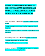 FISDAP TRAUMA EXAM WITH CORRECT 100+ (ACTUAL EXAM) QUESTIONS AND CORRECTLY  WELL DEFINED ANSWERS LATEST 2024 ALREADY GRADED A+ 