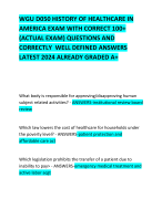 WGU D050 HISTORY OF HEALTHCARE IN AMERICA EXAM WITH CORRECT 100+ (ACTUAL EXAM) QUESTIONS AND CORRECTLY  WELL DEFINED ANSWERS LATEST 2024 ALREADY GRADED A+   