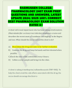 RASMUSSEN COLLEGE:  PHARMACOLOGY 2407 EXAM PREP  QUESTIONS AND ANSWERS, LATEST  UPDATE 2024/2025 100% CORRECT  BEST PHARMACOLOGY EXAM SOLUTION  RATED A+