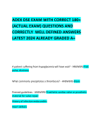 ADEX DSE EXAM WITH CORRECT 180+  (ACTUAL EXAM) QUESTIONS AND CORRECTLY  WELL DEFINED ANSWERS LATEST 2024 ALREADY GRADED A+