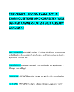 CPJE CLINICAL REVIEW EXAM (ACTUAL EXAM) QUESTIONS AND CORRECTLY  WELL DEFINED ANSWERS LATEST 2024 ALREADY GRADED A+   