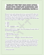 BARKLEY PRE TEST 2024-2025 ACTUAL  EXAM WITH COMPLETE QUESTIONS AND  VERIFIED CORRECT ANSWERS/RATED A+
