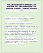 ARKANSAS ESTHETICS STATE BOARD  WRITTEN TEST WITH QUESTIONS AND  VERIFIED CORRECT ANSWERS/GRADED  A+ 