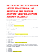 PHTLS POST TEST 9TH EDITION LATEST 2024 VERSION (100 QUESTIONS AND CORRECT ANSWERS) VERIFIED ANSWERS