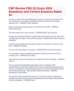FNP Review FNU (2) Exam 2024  Questions and Correct Answers Rated  A+ | Verified FNP Exam Review FNU (2) Exam 2024 Quiz with Accurate Solutions Aranking Allpass