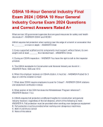 OSHA 10-Hour General Industry Final  Exam 2024 | OSHA 10 Hour General  Industry Course Exam 2024 Questions  and Correct Answers Rated A+ | Verified   OSHA 10 Hour General  Industry Course Exam 2024  Quiz with Accurate Solutions Aranking Allpass
