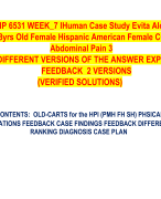 NRNP 6531 WEEK_7 IHuman Case Study Evita Alonso 48yrs Old Female Hispanic American Female CC: Abdominal Pain 3 DIFFERENT VERSIONS OF THE ANSWER EXPERT FEEDBACK  2 VERSIONS (VERIFIED SOLUTIONS