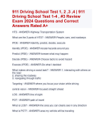 911 Driving School Test 1, 2 ,3 ,4 | 911  Driving School Test 1-4 , #3 Review Exam 2024 Questions and Correct  Answers Rated A+  Allverified quiz with Solutions