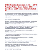CTRS Practice Exam Latest 2024 | CTRS  Practice Actual Exam Update 2024  Questions and Correct Answers Rated  A+ | All Verified CTRS Practice Exam 2024 Quiz with Accurate Solutions Aranking Allpass