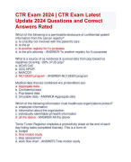 CTR Exam 2024 | CTR Exam Latest  Update 2024 Questions and Correct  Answers Rated | Verified CTR Exam 2024 Quiz with Accurate Solutions Aranking Allpass