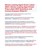 Illinois Leasing Agent Exam Latest  2024 | Illinois Leasing Agent Exam Prep Latest 2024 Questions and  Correct Answers Rated A+ | Verified  Illinois Leasing Agent Exam Update 2024 Quiz with Accurate Solutions Aranking Allpass