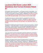 Louisiana Bail Exam Latest 2024  Questions And Correct Answers Rated  A+ | Verified Louisiana Bail Actual Exam Update 2024  Quiz with Accurate Solutions Aranking Allpass
