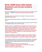 RCAL NABS Exam 2024 Update  Questions and Correct Answers  Rated A+ | Verified RCAL NABS Actual Exam 2024 Update  Quiz with Accurate Solutions Aranking Allpass