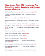 Washington State DOL Knowledge Test Exam 2024 Latest Questions and Correct  Answers Rated A+ | Verified Washington State DOL Knowledge Actual Exam Update 2024 Quiz with Accurate Solutions Aranking Allpass