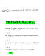 Ati teas 7 math prep question AND CORRECT ANSWER  2023<2024