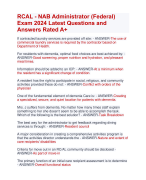 RCAL - NAB Administrator (Federal) Exam 2024 Latest Questions and  Answers Rated A+ | Verified RCAL - NAB Administrator (Federal) Exam Update 2024 Quiz with Accurate Solutions Aranking Allpass