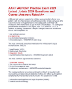 AANP AGPCNP Practice Exam 2024  Latest Update 2024 Questions and  Correct Answers Rated A+ | Verified AANP AGPCNP Practice Actual Exam Update 2024 Quiz with Accurate Solutions Aranking Allpass