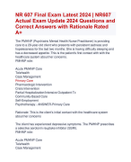 NR 607 Final Exam Latest 2024 | NR607  Actual Exam Update 2024 Questions and  Correct Answers with Rationale Rated  A+ | Verified NR 607 Actual Exam Update 2024 Quiz with Accurate Solution Aranking Allpass