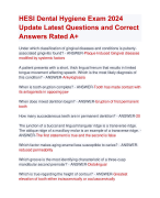 HESI Dental Hygiene Exam 2024  Update Latest Questions and Correct  Answers Rated A+ | Verified HESI Dental Hygiene Actual Exam Update 2024 Quiz with Accurate Solutions Aranking Allpass 