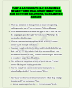 TURF & LANDSCAPE (3.0) EXAM 2024  NEWEST WITH REAL STUDY QUESTIONS  AND CORRECT SOLUTIONS/GUARANTEED  AGRADE 