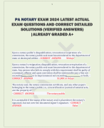 PA NOTARY EXAM 2024 LATEST ACTUAL  EXAM QUESTIONS AND CORRECT DETAILED  SOLUTIONS (VERIFIED ANSWERS)  |ALREADY GRADED A+