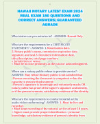 HAWAII NOTARY LATEST EXAM 2024  REAL EXAM 150 QUESTIONS AND  CORRECT ANSWERS|GUARANTEED  AGRADE 