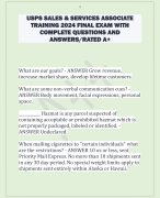 USPS SALES & SERVICES ASSOCIATE  TRAINING 2024 FINAL EXAM WITH  COMPLETE QUESTIONS AND  ANSWERS/RATED A+