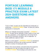PORTAGE LEARNING  BIOD 171 MODULE 6  PRACTICE EXAM LATEST  2024 QUESTIONS AND  ANSWERS