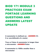 BIOD 171 MODULE 3  PRACTICES EXAM  PORTAGE LEARNING  QUESTIONS AND  ANSWERS LATEST  UPDATE