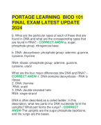 PORTAGE LEARNING BIOD 101  FINAL EXAM LATEST UPDATE  2024