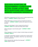 D278 WGU SCRIPTING AN  PROGRAMMING FOUNDATIONS  ACTUAL EXAM LATEST 2024  WITH QUESTIONS AND CORRECT  VERIFIED ANSWERS GRADED A+